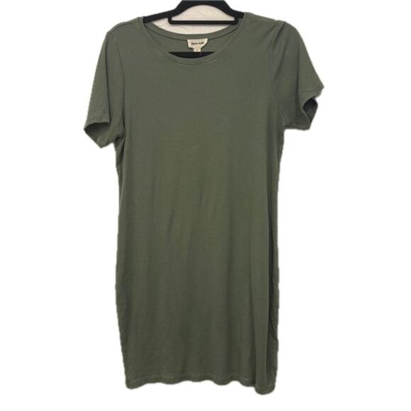 Open Edit Dresses & Skirts - Open Edit Ribbed T-Shirt Dress Womens XL Short Sleeve Knee Length Green